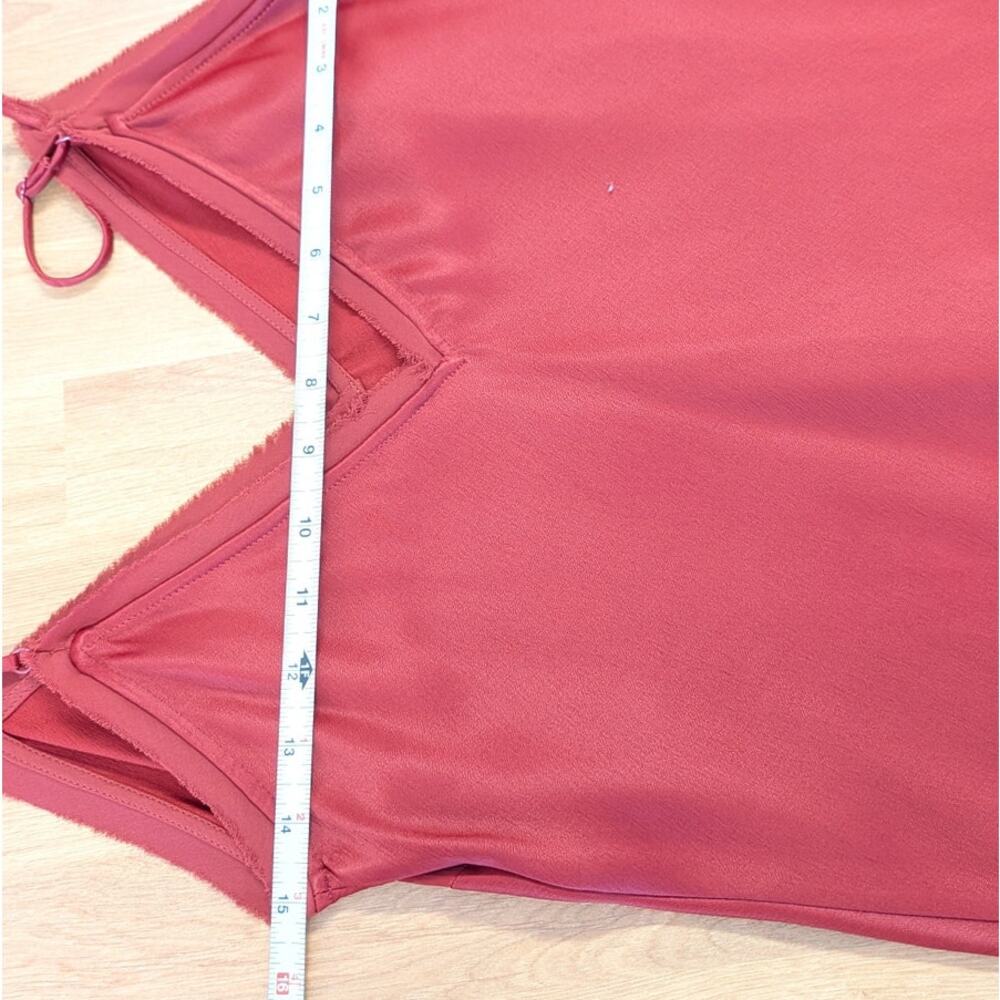 Frame Frayed Hem Satin Cami Top Womens S Burnt Henna Sleeveless V-neck - Picture 5 of 9